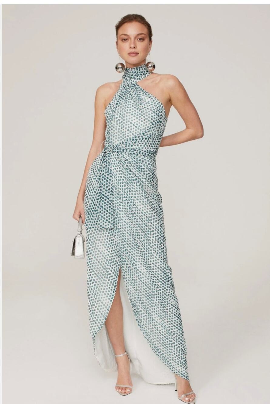 Elle Zeitoune Grace Gown Blue Size Small Polkadot